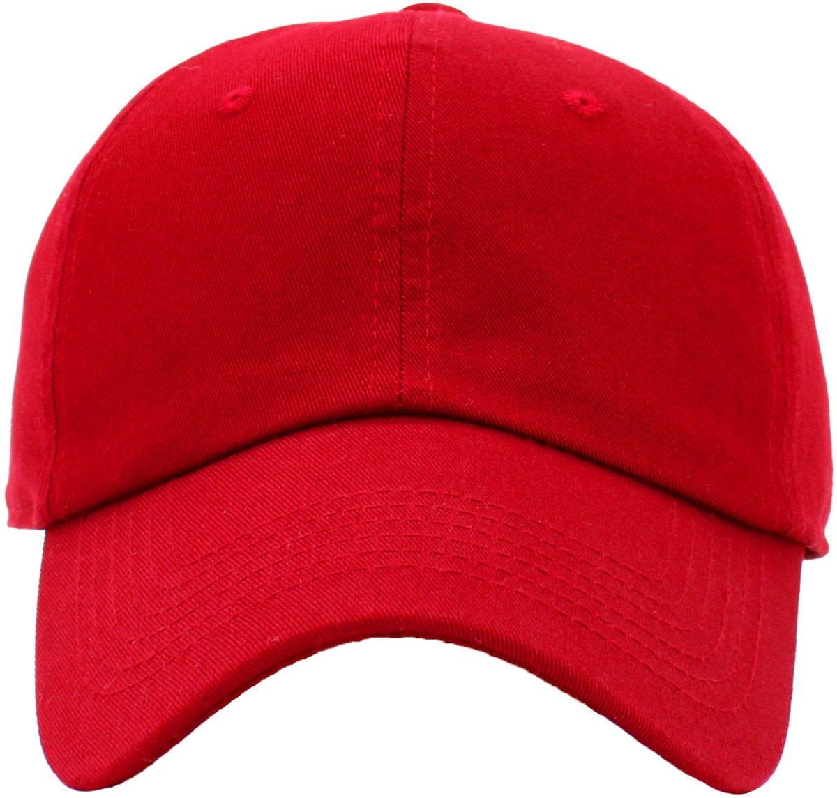 Red Low Profile Baseball Caps Front View